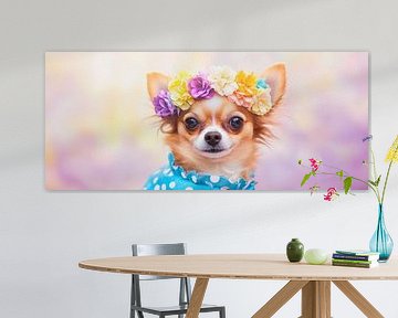 Petite Chihuahua with flower wreath by Poster Art Shop