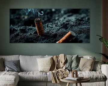 Cigarette remains in the sand - transience by Poster Art Shop