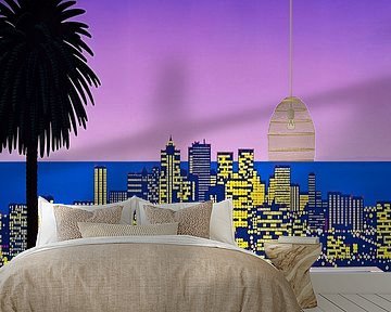Pop Art  - City Pop At Night Swimming Pool by Timeless Artworks