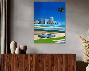Hiroshi Nagai - Dampgolf City Pop van Timeless Artworks