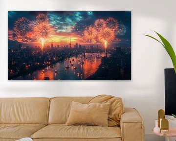 Feuerwerk über dem Stadtbild