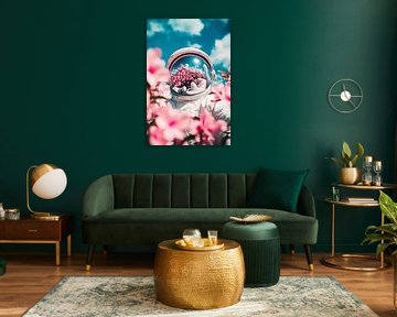 Astronaut in Blumenfeld - Colourful dreams by Poster Art Shop