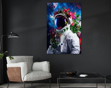 Astronaut with a wreath of flowers in space by Poster Art Shop