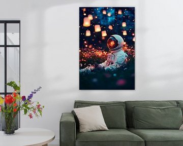 Astronaut in a magical flower meadow by Poster Art Shop