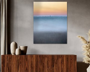 Edelhert in een sfeervol landschap - 4 van Sander Grefte