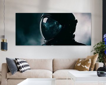 Astronautenhelm in de mist - mystiek en modern van Poster Art Shop