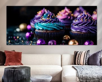 Cupcakes colorés avec givrage scintillant sur Poster Art Shop