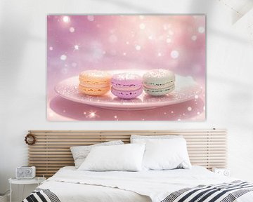 Macarons colorés sur une assiette élégante sur Poster Art Shop