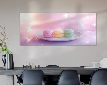 Macarons multicolores sur assiette délicate sur Poster Art Shop