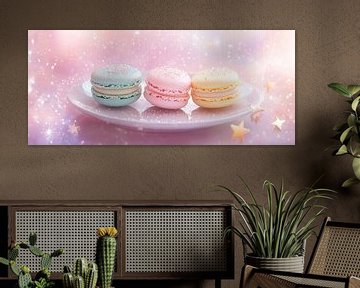 Kleurrijke macarons op een delicate achtergrond van Poster Art Shop