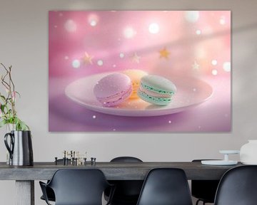 Macarons multicolores sur assiette fine sur Poster Art Shop