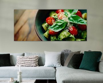 Kleurrijke pasta met basilicum van Poster Art Shop