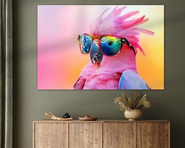 Kleurrijke kaketoe met stijlvolle zonnebril van Poster Art Shop