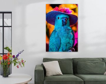 Colourful parrot with fancy hat by Poster Art Shop