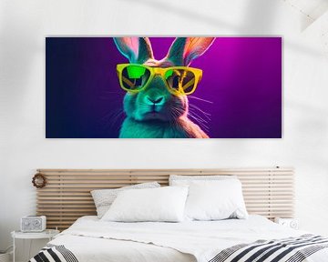 Cool bunny glasses in neon light by Poster Art Shop