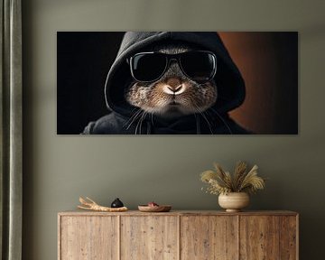 Stoer konijn in een hoodie en zonnebril van Poster Art Shop