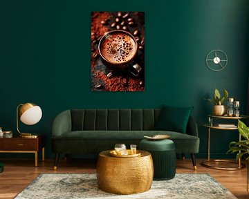 Close-up van dampende koffie van Poster Art Shop
