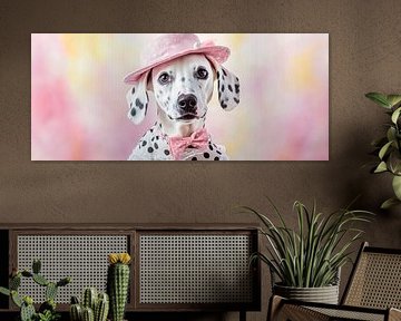 Funny Dalmatian with hat and bow tie by Poster Art Shop