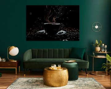 Steamer koffie in stijlvol zwart van Poster Art Shop