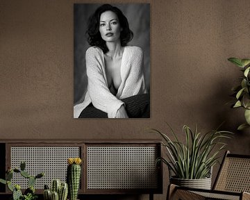 Elegant woman in black and white - Gentle grace by Poster Art Shop
