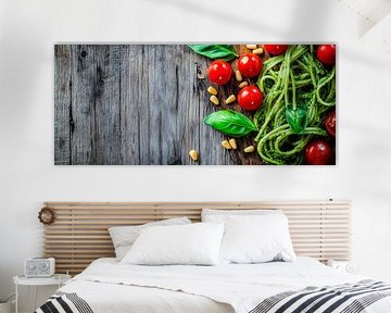 Frische Pasta mit Tomaten und Basilikum von Poster Art Shop