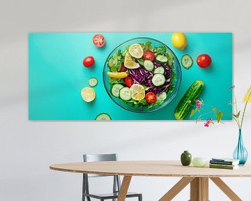 Frisse salade met kleurrijke ingrediënten - close-up van Poster Art Shop