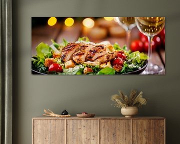 Gegrilde kip op frisse salade - Elegant van Poster Art Shop