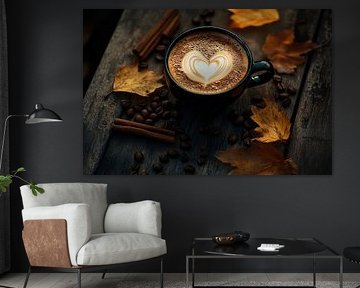 Café d'automne avec motif de cœur sur Poster Art Shop