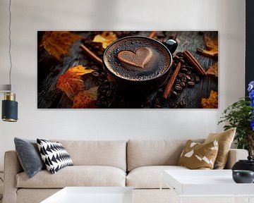 Herfstige koffiemok met hartmotief van Poster Art Shop