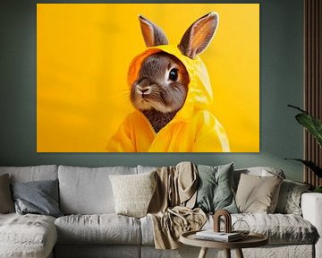 Rabbit in a yellow rain suit by Poster Art Shop