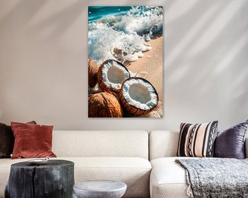Coconuts on the beach - the sound of the ocean by Poster Art Shop