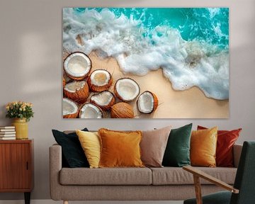 Coconuts on the beach - the sound of the sea by Poster Art Shop