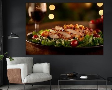 Leckere Hähnchensalat-Variation mit Wein von Poster Art Shop