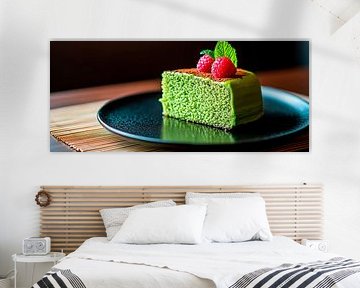 Matcha-Torte mit Himbeeren – Köstlich und frisch von Poster Art Shop