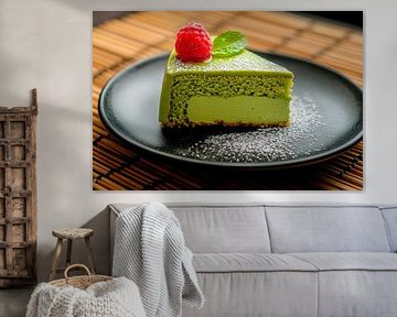 Matcha-Käsekuchen mit Himbeere – Leckerbissen von Poster Art Shop