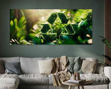 Duurzaam recyclingsymbool in groen van Poster Art Shop