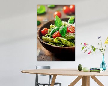 Pasta met basilicum en kerstomaatjes van Poster Art Shop