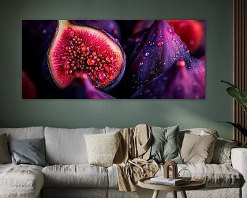Rijpe vijgen met waterdruppels - close-up van Poster Art Shop