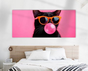 Black cat with chewing gum and sunglasses by Poster Art Shop