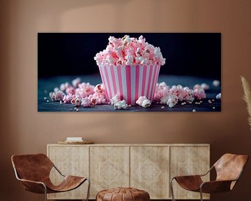 Zoete popcorn in een gestreepte mok van Poster Art Shop