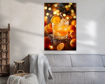 Sprankelende cocktail met sinaasappelschil van Poster Art Shop