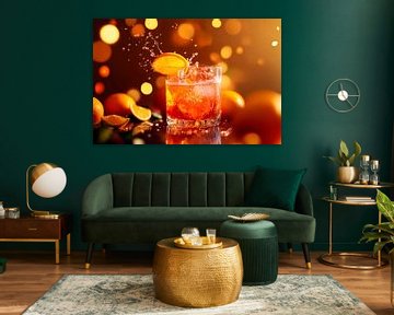 Mousserende cocktail met sinaasappelschijfje van Poster Art Shop