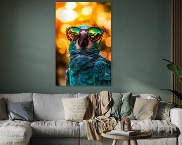 Sunny parrot with stylish sunglasses by Poster Art Shop