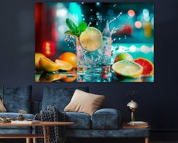 Sprankelende drank met limoen en munt van Poster Art Shop