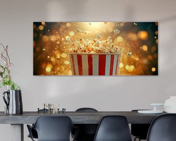 Sprudelndes Popcorn in goldener Lichtstimmung von Poster Art Shop