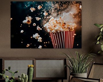 Bubbling popcorn at the moment of the jump by Poster Art Shop