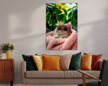 Stylish cat with sunglasses in the light by Poster Art Shop