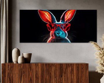 Lapin stylé avec lunettes de soleil - look néon sur Poster Art Shop