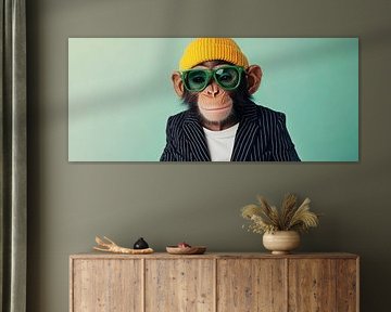 Singe stylé avec lunettes et casquette sur Poster Art Shop