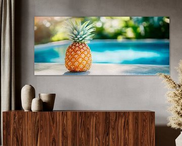 Tropical pineapple by the pool - summer feeling by Poster Art Shop